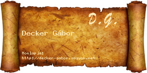 Decker Gábor névjegykártya